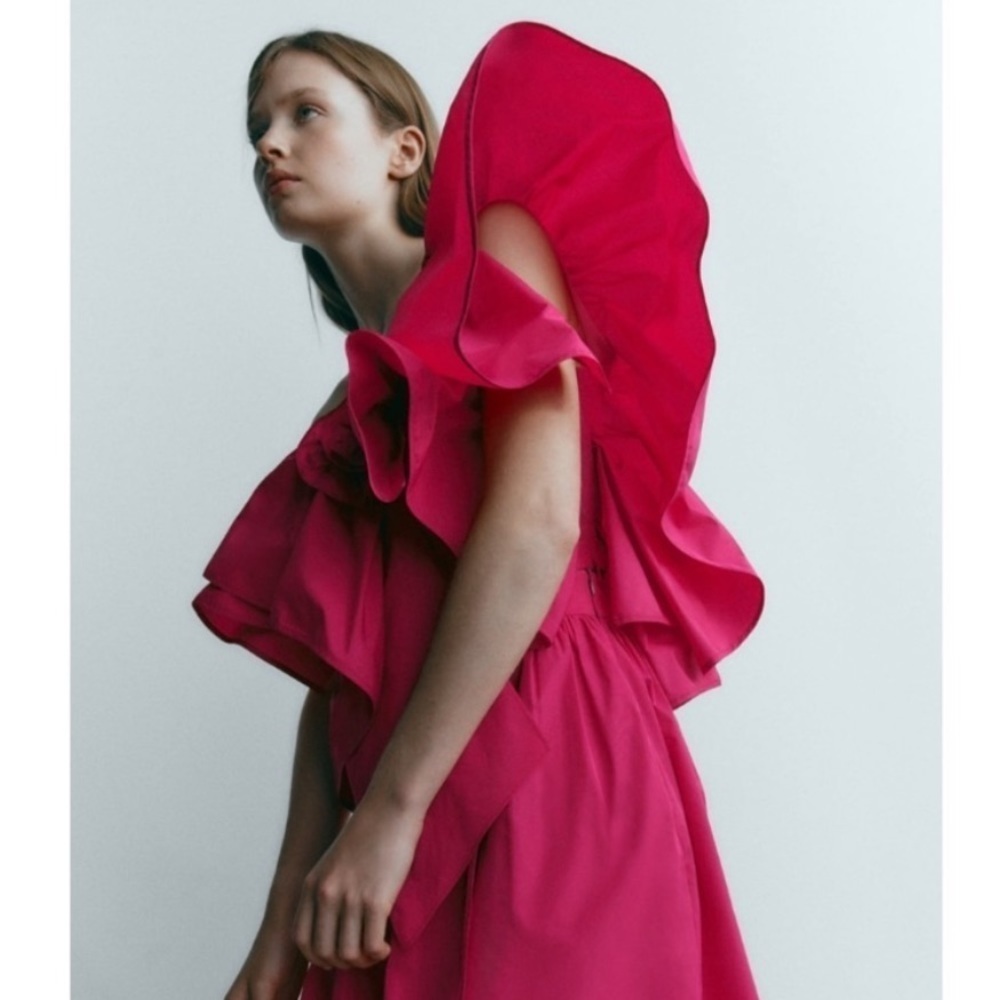 Zara Fuchsia Off-Shoulder Ruffle Blouse - Picture 7 of 15